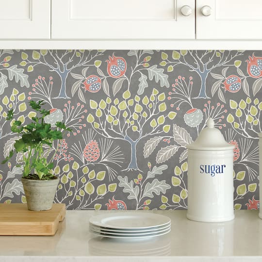 NuWallpaper Groovy Garden Gray Peel & Stick Wallpaper